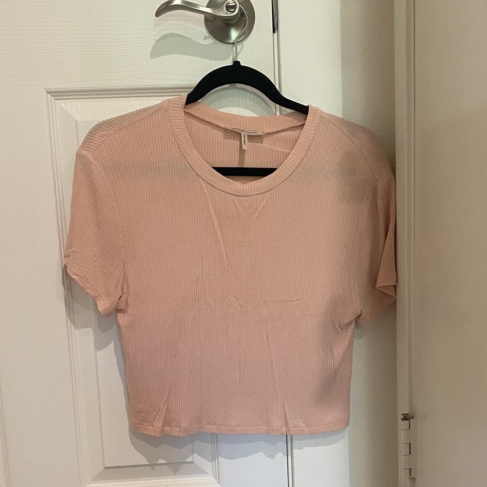 BCBGeneration Women's Pink Ribbed Crop Top